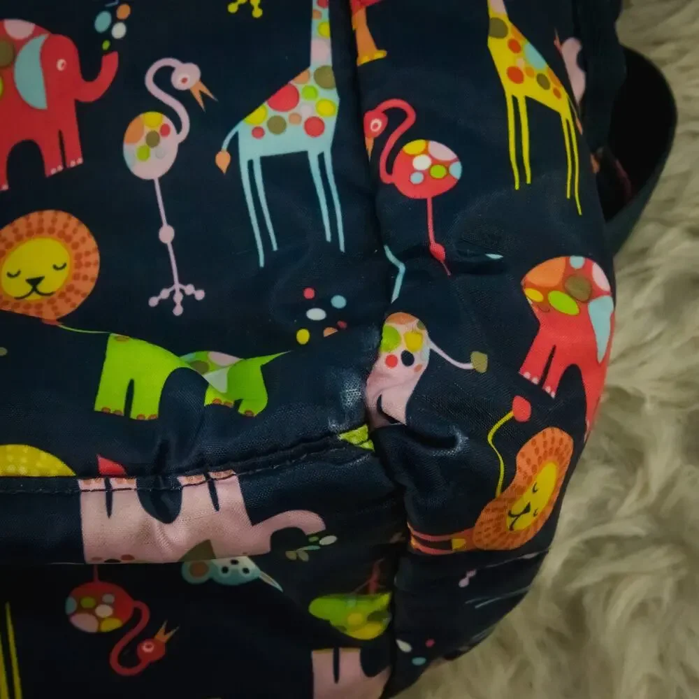 LeSportSac Ryan Baby Zoo Animal Print Synthetic Changing Pad Diaper Bag Tote Bag